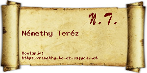 Némethy Teréz névjegykártya